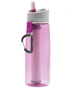 Wasserflasche Go 2-stufiger Filtration pink
